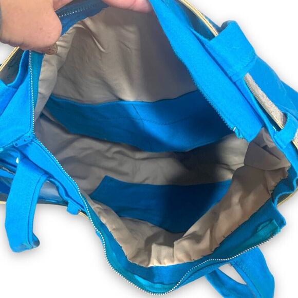 Upcycled Maxi Tote Bag Vintage Blue Jeans Logos Belt Detail OOAK Handmade Purse - Picture 8 of 15